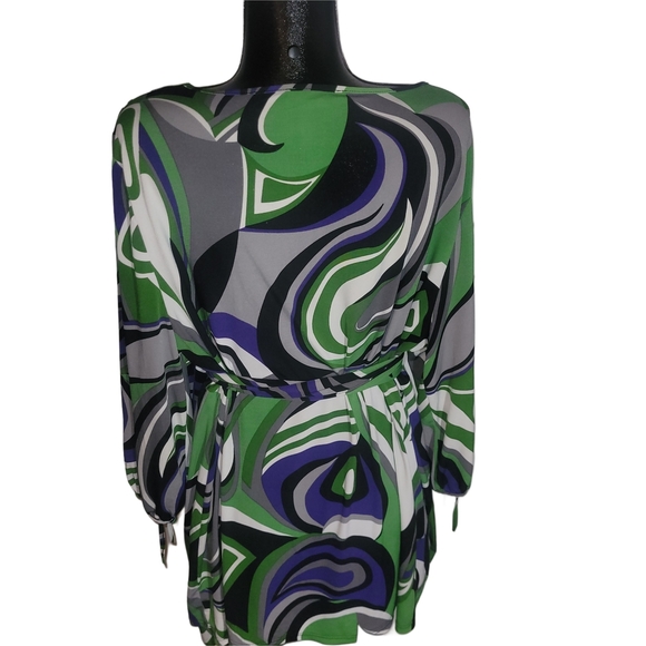 American Eagle Colorful Abstract Wrap Long Sleeve Top 4X - Picture 6 of 6